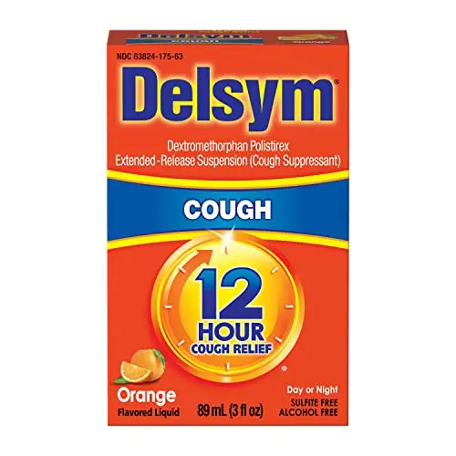Delsym 12 Hour Cough Relief liquid medicine bottle