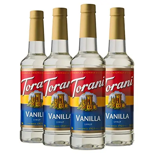 Torani Vanilla Syrup bottle with pure cane sugar