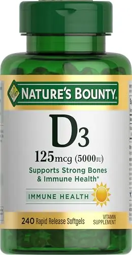 Nature's Bounty Vitamin D3 5000 IU softgels bottle