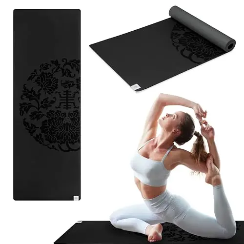 Gaiam Dry-Grip Yoga Mat in black for hot yoga