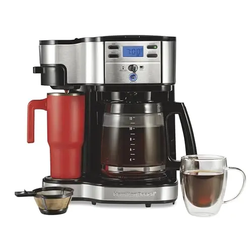 Hamilton Beach 2-way coffee maker with dual brewing options and black finish