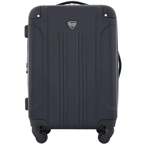 Travelers Club Chicago Carry On luggage in black with expandable design