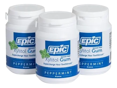 Epic Xylitol Chewing Gum in peppermint flavor for cavity prevention