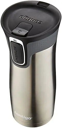Contigo West Loop travel mug in stainless steel and black with AUTOSEAL lid