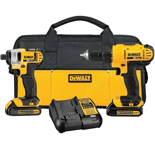 DEWALT 20V MAX cordless drill and impact driver combo kit with batteries