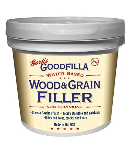 Goodfilla wood filler in gallon container for professional woodworking