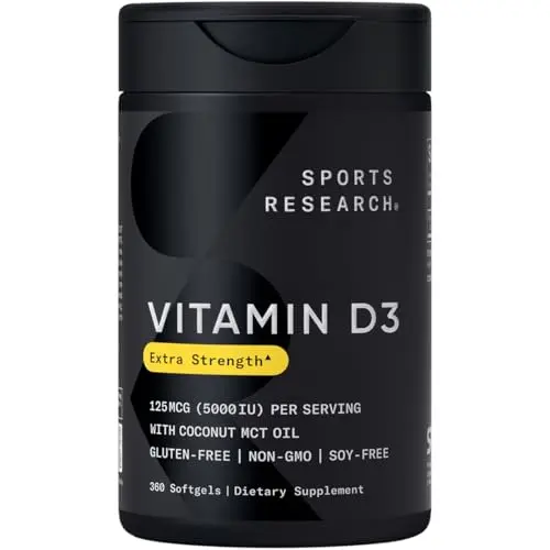 Sports Research Vitamin D3 with coconut MCT oil supplement bottle