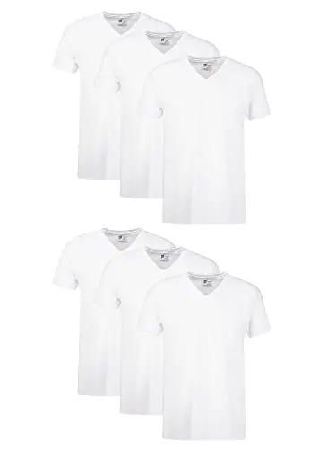 Hanes men's white cotton v-neck tee undershirt
