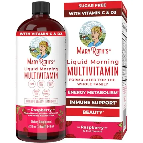 MaryRuth Organics Liquid Morning Multivitamin raspberry flavor bottle