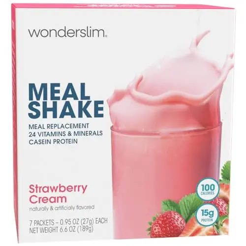 WonderSlim Meal Replacement Shake in Strawberry Cream flavor powder