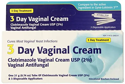 Clotrimazole 3 Day vaginal cream treatment for yeast infections