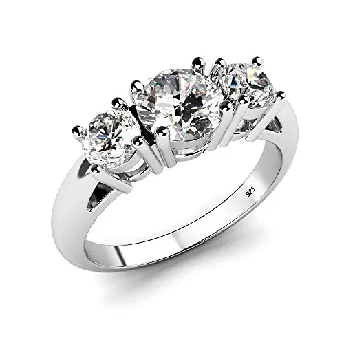 Metal Factory sterling silver three stone cubic zirconia engagement ring