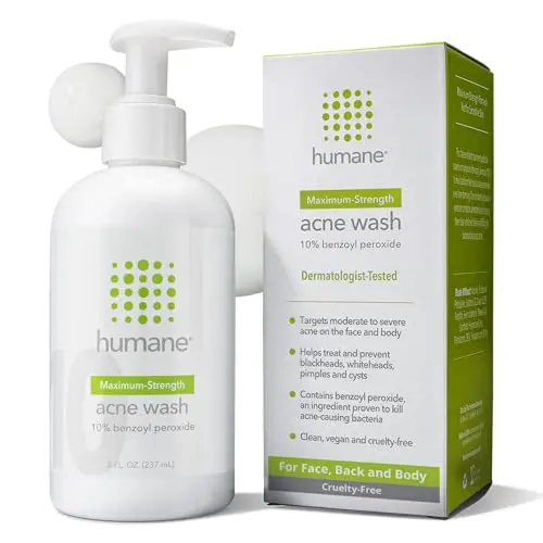 Humane Benzoyl Peroxide Acne Body Wash maximum strength formula