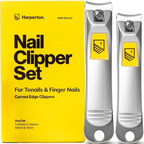 Harperton 2-pack stainless steel nail clippers with zippered pouch