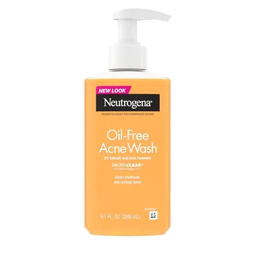 Neutrogena Oil-Free Acne Face Wash bottle showing clear gel formula