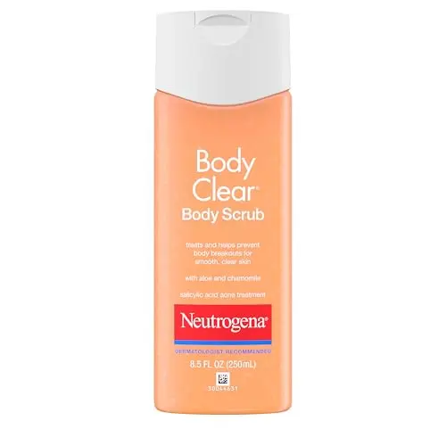 Neutrogena Body Clear Acne Body Scrub bottle with salicylic acid formula