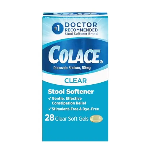 Colace Clear stool softener soft gel capsules for constipation relief