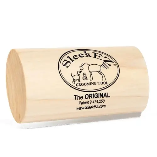 SleekEZ wooden handle dog brush with stainless steel teeth for all coat types