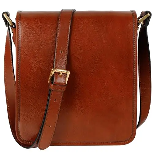 Time Resistance leather crossbody bag in cognac brown