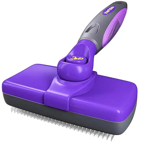 Hertzko purple self-cleaning slicker brush for pets