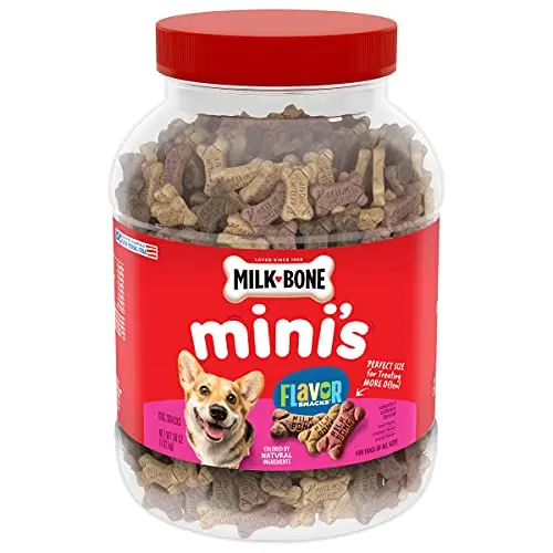 Milk-Bone Mini's dog treats in a resealable canister
