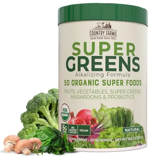 Country Farms Organic Super Greens powder bottle