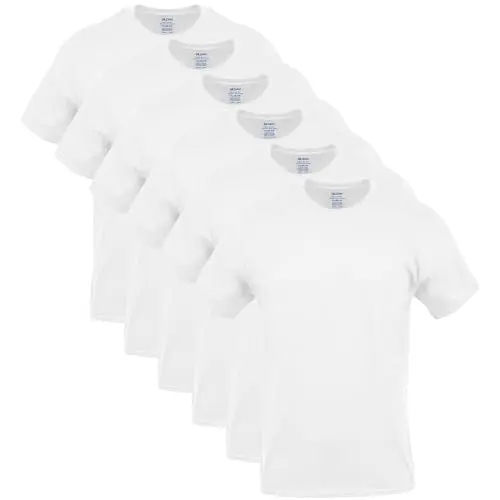 Gildan white crew neck t-shirt showing thick cotton material