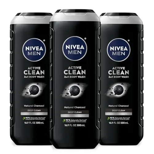 NIVEA Men Active Clean Body Wash with natural charcoal