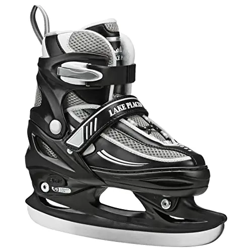 Lake Placid Summit boy's adjustable ice skate in black/white/grey