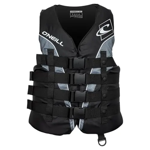 O'Neill Men's Superlite USCG Life Vest in black with minimal bulk design