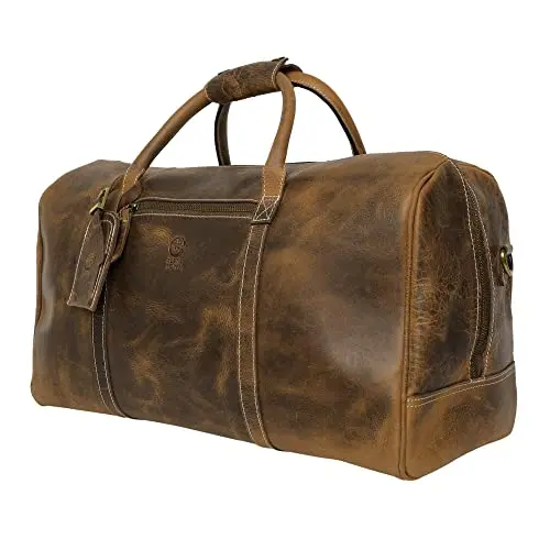 RUSTIC TOWN leather travel duffel bag in brown