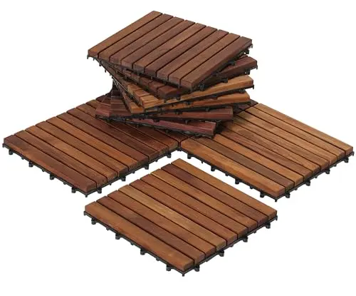 Bare Decor solid teak wood interlocking floor tiles