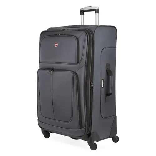 SWISSGEAR dark grey softside expandable luggage with spinner wheels