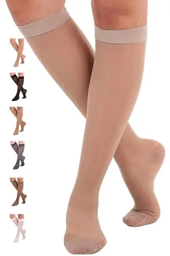 ABSOLUTE SUPPORT Sheer Compression Socks for women in nude color