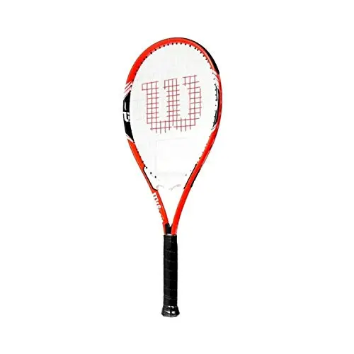 Wilson Federer recreational tennis racket in red, white, and black