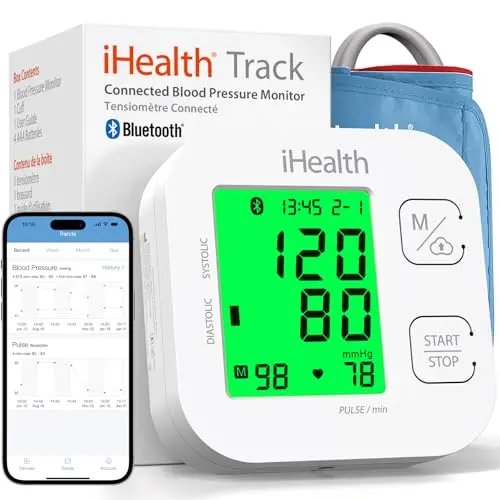 iHealth Track smart blood pressure monitor with multi-color backlit display