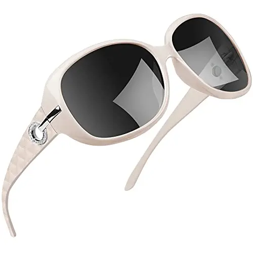 Joopin oversized rectangle sunglasses with polarized lenses in beige, white, and black colors