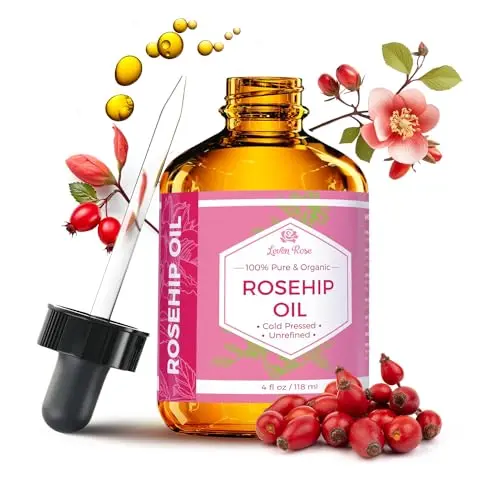 Leven Rose Rosehip Seed Oil in amber glass bottle