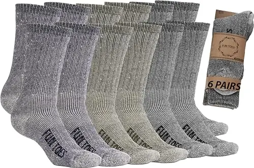 FUN TOES six-pack merino wool hiking socks with reinforced design
