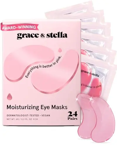 grace & stella pink under eye masks in packaging