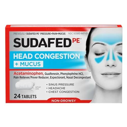 Sudafed PE Head Congestion and Mucus relief tablets