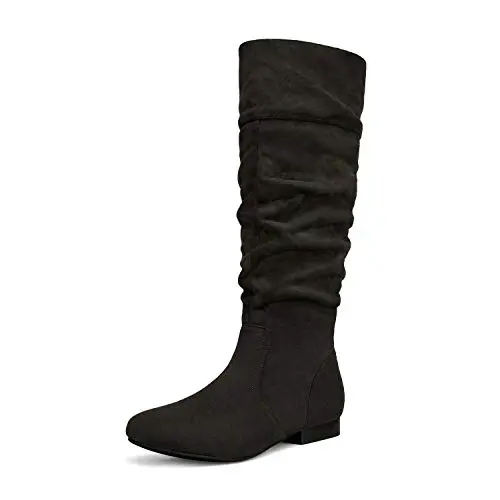 DREAM PAIRS Women's knee high winter boots with ruched design and hidden pocket