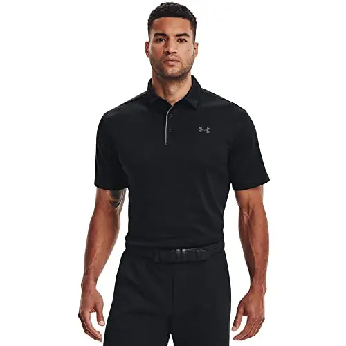 Under Armour UA Tech polo shirt in black with athletic design