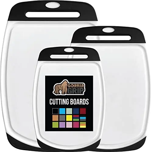 GORILLA GRIP reversible plastic cutting board set of three