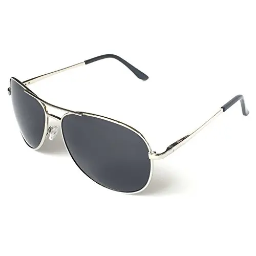 J+S military style aviator sunglasses with silver frame