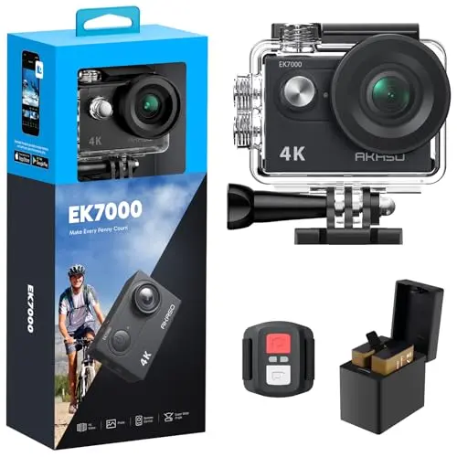 AKASO EK7000 budget action camera with waterproof case