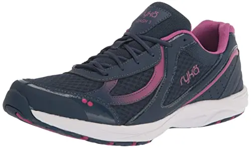 Ryka women's dash 3 walking shoe in navy and pink colors