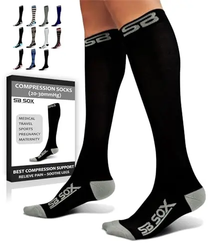 SB SOX compression socks in black and gray design