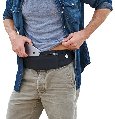 Belt of Orion survival gear travel running belt in black with multiple pockets
