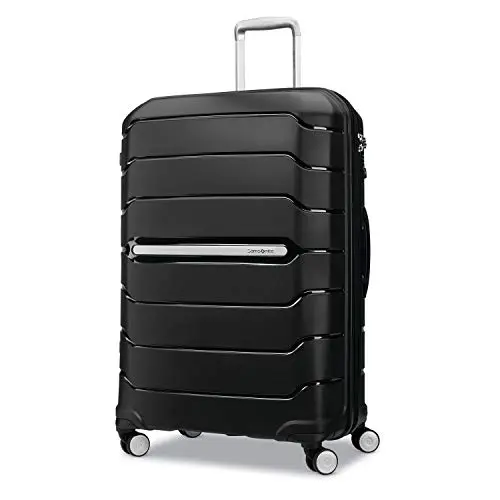 Samsonite Freeform 28-inch hardshell spinner luggage with black scratch-resistant exterior